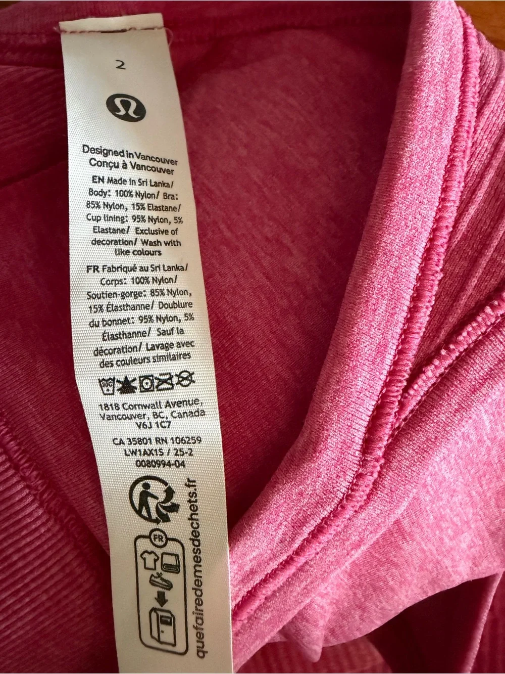 lululemon athletica Pink Ribbed Tank Top